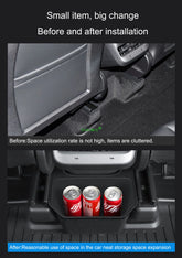 For Tesla Model Y 2021-2025 Rear Center Console Storage Box TPE Organizer Box with Cover Trash Can Under Seat Car Accessories